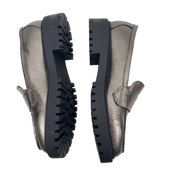 Banana Republic Lug Sole Metallic Loafers Pewter Brown Size 6 - Picture 5 of 11